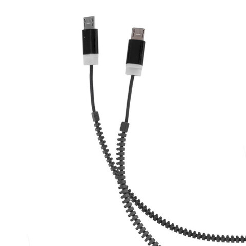 Kabel USB Forever zipper 2w1 2x microUSB czarny