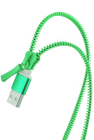 Kabel USB Forever zipper 2w1 2x microUSB zielony