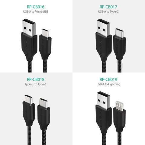 Kabel USB - micro USB RAVPower RP-CB016 - 0,9 m, biały