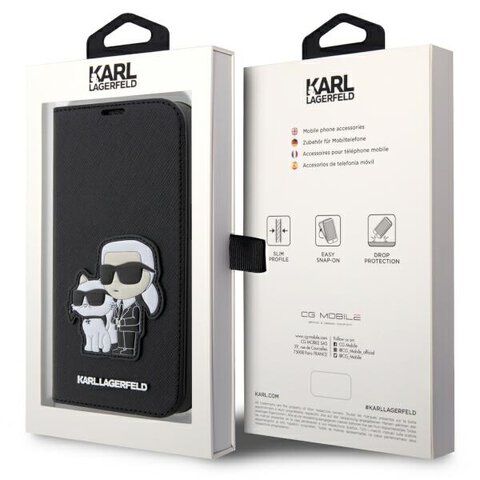 Karl Lagerfeld etui do iPhone 14 Pro Max 6,7" KLBKP14XSANKCPK czarne Saffiano Karl & Choupette