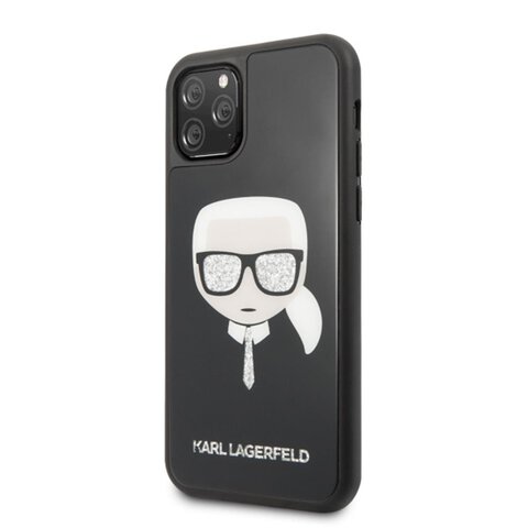 Karl Lagerfeld iPhone 11 Pro KLHCN58DLHBK czarne hard case Iconic Glitter Karl's Head
