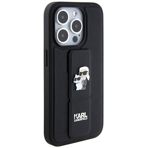 Karl Lagerfeld nakładka do iPhone 13 Pro Max 6,7" KLHCP13XGSAKCPK HC GRIPSTAND SAFFIANO KC PINS czarna