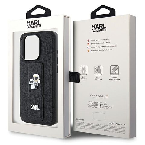 Karl Lagerfeld nakładka do iPhone 13 Pro Max 6,7" KLHCP13XGSAKCPK HC GRIPSTAND SAFFIANO KC PINS czarna