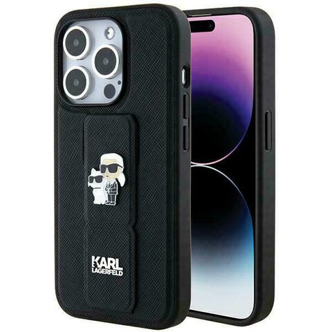 Karl Lagerfeld nakładka do iPhone 13 Pro Max 6,7" KLHCP13XGSAKCPK HC GRIPSTAND SAFFIANO KC PINS czarna