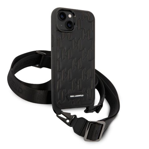 Karl Lagerfeld nakładka do iPhone 14 Plus 6,7" KLHCP14MSTMMK czarna hardcase Monogram Plaque Logo Strap