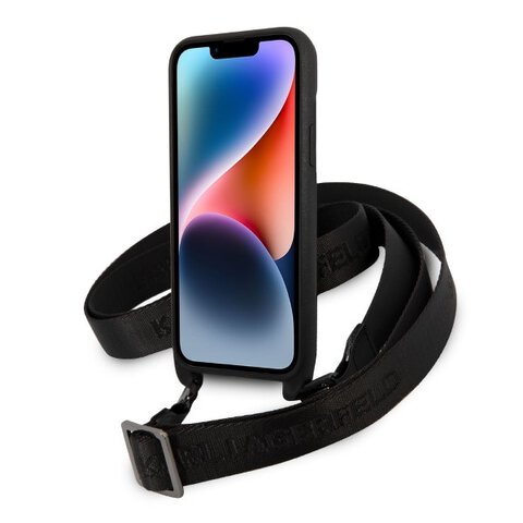 Karl Lagerfeld nakładka do iPhone 14 Plus 6,7" KLHCP14MSTMMK czarna hardcase Monogram Plaque Logo Strap