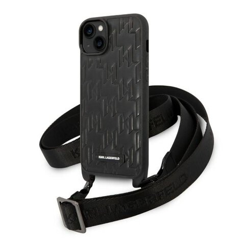Karl Lagerfeld nakładka do iPhone 14 Plus 6,7" KLHCP14MSTMMK czarna hardcase Monogram Plaque Logo Strap