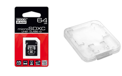 Karta pamięci GOODRAM microSDXC 64GB class 10 UHS-I + adapter SD + opakowanie na SD i MicroSD