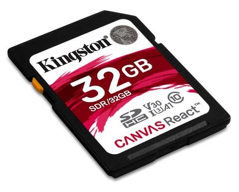 Kingston Canvas React SDHC 32GB class 10 UHS-I U3 V30 A1 - 80/100MB/s