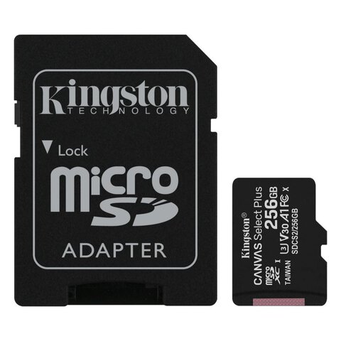 Karta pamięci Kingston Canvas Select Plus microSD (microSDXC) 256GB UHS-I U3 V30 A1 - 100MB/s + adapter