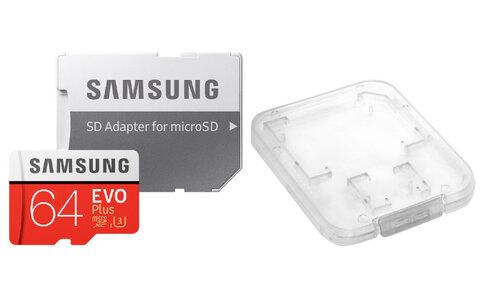 Karta pamięci Samsung EVO PLUS microSDXC 64GB UHS-I U3 class 10 + adapter do SD + opakowanie na SD i MicroSD