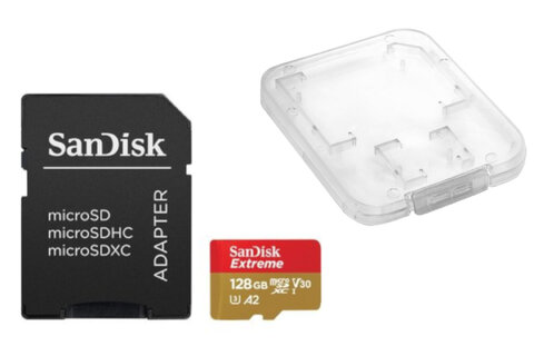 Karta pamięci SanDisk Extreme microSDXC 128GB 667x 160MB/s UHS-I U3 V30 A2 + opakowanie na SD i MicroSD