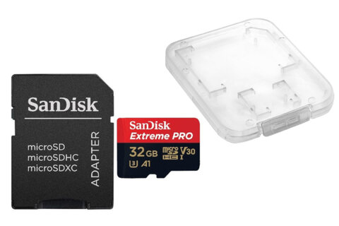 Karta pamięci SanDisk Extreme PRO microSDHC 32GB 667x UHS-I U3 V30 A1 + ADAPTER SD + opakowanie na SD i MicroSD