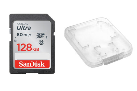 Karta pamięci SanDisk SDXC 128GB Ultra 533x + opakowanie na SD i MicroSD