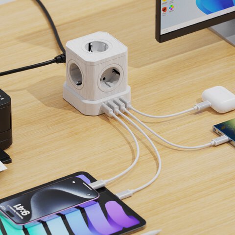 Kostka zasilająca Newell GaN Power Cube 9w1 - biała