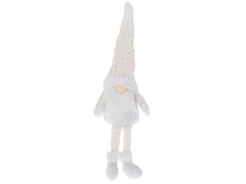 Krasnal skrzat świąteczny z brodą biały 47cm
