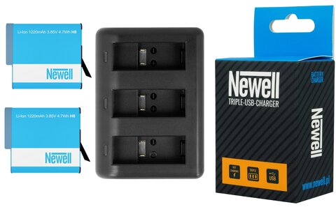 Ładowarka 3-kanałowa + 2x akumulator Newell AJBAT-001 do GoPro Hero 6 7 8 Black