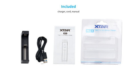 Ładowarka do akumulatorów cylindrycznych li-ion Xtar MC1 + akumulator Xtar 18650 3,7V 2200mAh