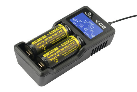 Ładowarka do akumulatorów cylindrycznych li-ion Xtar VC2 + aku 18650 Li-ion 3400 Panasonic NCR-18650B 