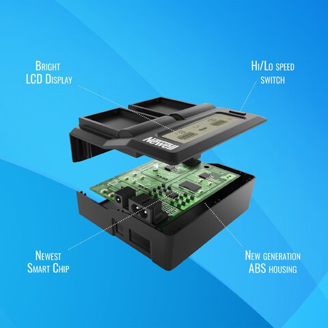 Ładowarka dwukanałowa Newell DC-LCD do akumulatorów DMW-BLF19E do Panasonic