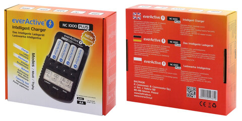 Ładowarka everActive NC-1000 PLUS + akumulatorki R03/AAA Panasonic Eneloop PRO 950mAh (box)