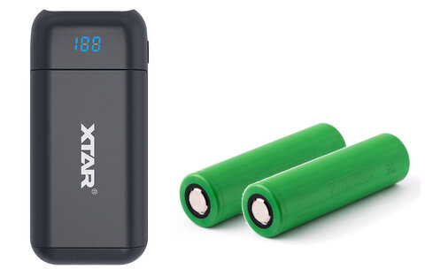 Ładowarka / power bank Xtar PB2 do akumulatorów + 2x akumulator 18650 2600 mAh Sony US18650VTC5