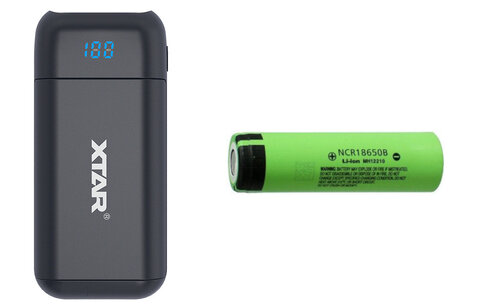 Ładowarka / power bank Xtar PB2 do akumulatorów + akumulator 18650 3400mAh Panasonic NCR-18650B