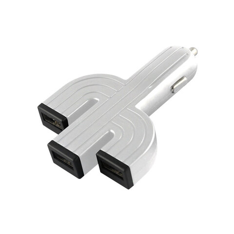 Ładowarka samochodowa 3x gniazdo USB Forever Style Kaktus 4.2A srebrna