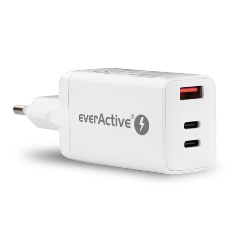 Ładowarka sieciowa everActive GaN SC-650Q z gniazdem USB oraz 2x USB-C PD PPS QC4+ 65W