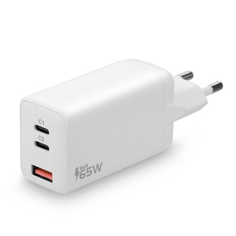 Ładowarka sieciowa everActive GaN SC-650Q z gniazdem USB oraz 2x USB-C PD PPS QC4+ 65W