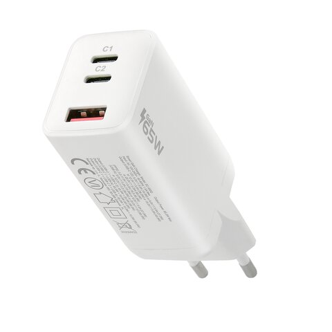 Ładowarka sieciowa everActive GaN SC-650Q z gniazdem USB oraz 2x USB-C PD PPS QC4+ 65W