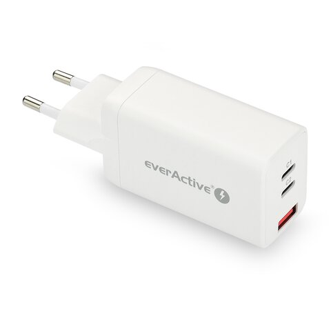 Ładowarka sieciowa everActive GaN SC-650Q z gniazdem USB oraz 2x USB-C PD PPS QC4+ 65W