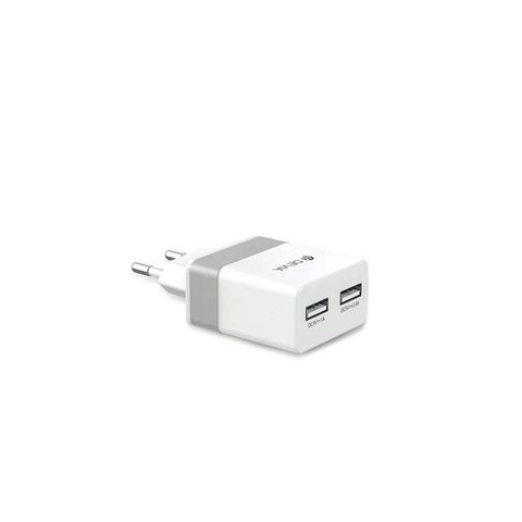 Ładowarka sieciowa USB DEVIA Rockwall 2x 2.4A biało-srebrna