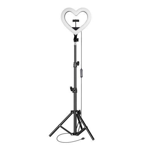 Lampa LED Ring / Heart Stream RGB pierścieniowa 10 cali FULL COLOR z uchwytem na telefon + statyw JM26-10