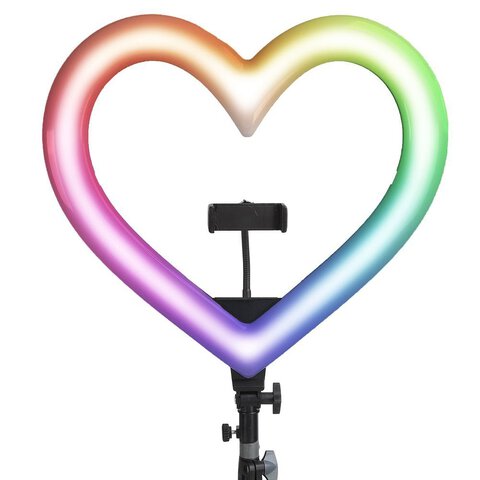 Lampa LED Ring / Heart Stream RGB pierścieniowa 10 cali FULL COLOR z uchwytem na telefon + statyw JM26-10