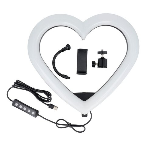 Lampa LED Ring / Heart Stream RGB pierścieniowa 12 cali FULL COLOR z uchwytem na telefon + statyw JM33-13
