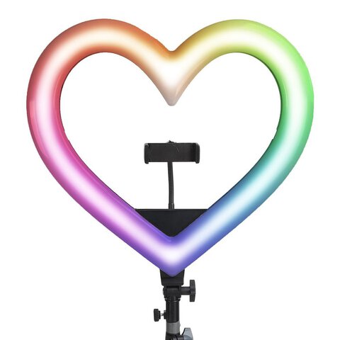 Lampa LED Ring / Heart Stream RGB pierścieniowa 12 cali FULL COLOR z uchwytem na telefon + statyw JM33-13
