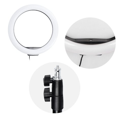 Lampa LED Ring Stream RGB pierścieniowa 12 cali FULL COLOR z uchwytem na telefon + statyw