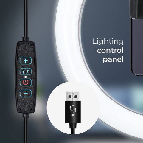 Lampa LED Ring Stream RGB pierścieniowa 13 cali z uchwytem na telefon + statyw