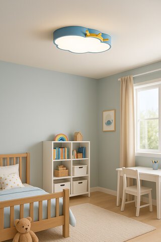 Lampa LED sufitowa plafon do pokoju dziecięcego ściemniana LUMELA + pilot chmurka niebieska