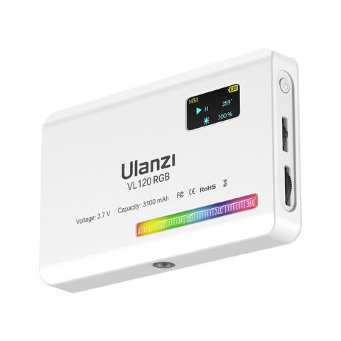Lampa LED Ulanzi VL120 - RGB, WB (2500 K - 9000 K), biała