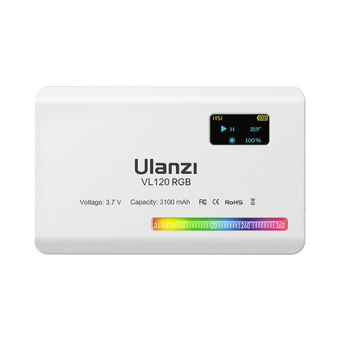 Lampa LED Ulanzi VL120 - RGB, WB (2500 K - 9000 K), biała