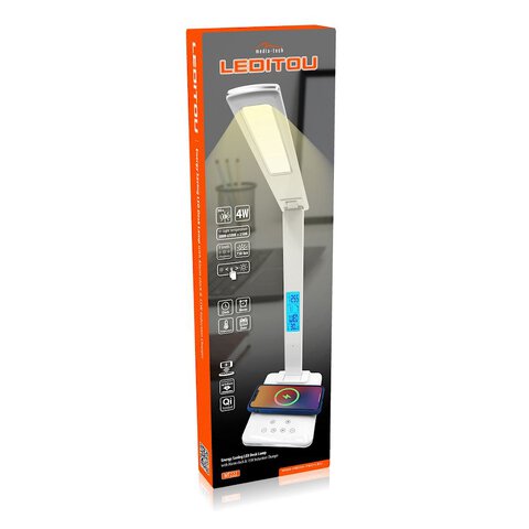 Lampka biurkowa LED 4W Media-Tech MT222, bezprzewodowa ładowarka indukcyjna QI 15W