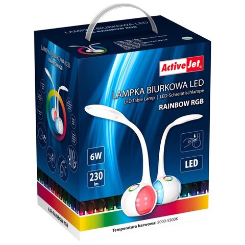 Lampka biurkowa LED 6W ActiveJet Rainbow ze zmieniającą kolor podstawą (biała)