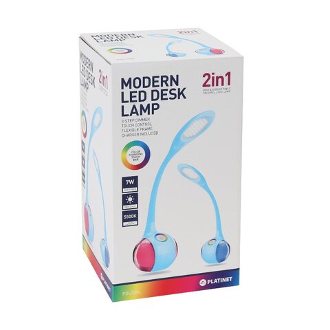 Lampka biurkowa LED 7W Platinet PDL20BL ze zmieniającą kolor podstawą (niebieska)