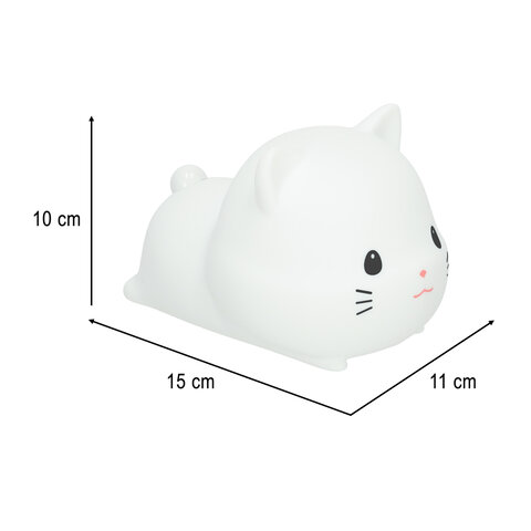 Lampka nocna dla dzieci silikonowa USB biała  kotek leżący