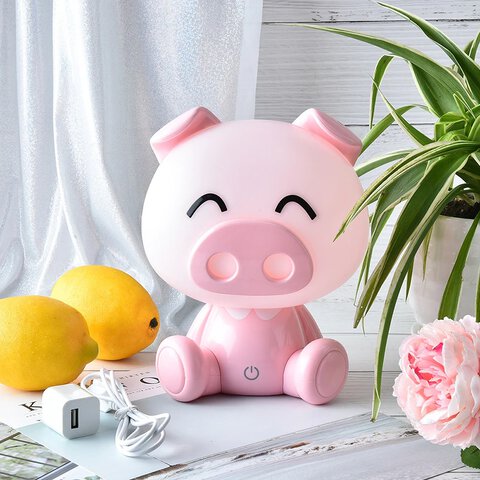 Lampka nocna LED dekoracyjna Świnka różowa