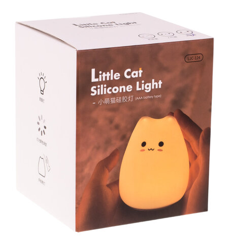 Lampka nocna silikonowa Kotek LED 2 tryby 7 kolorów 10cm