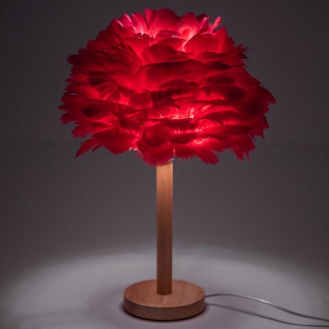 Lampka nocna z pirkiem Art Deco czerwona CBDPH