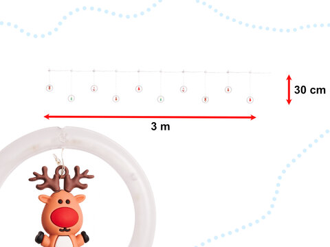 Lampki LED kurtyna z figurkami Boże Narodzenie 3m 125LED 10 żarówek ciepły biały zasilanie sieciowe